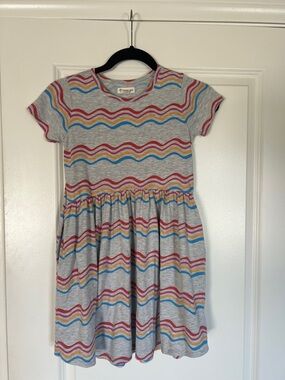 Tucker + Tate Gray Knit Dress with Pink, Blue & Yellow Wavy Stripes